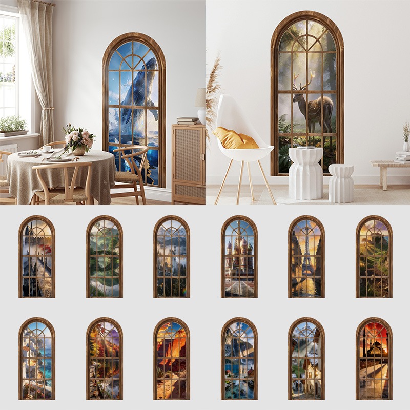 80x180cm 3D Fake Arch Window W - Background Film 3D ulasan dan harga