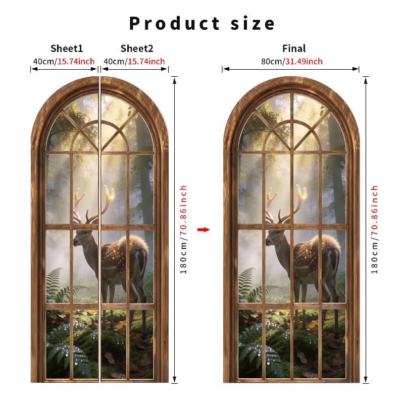 80x180cm 3D Fake Arch Window W - Background Film 3D ulasan dan harga