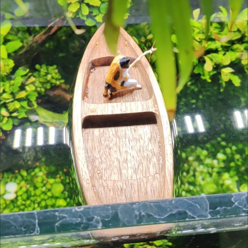 Handmade Wooden Boat Mini Floa - Aquarium Fish For Sale Online ulasan dan harga