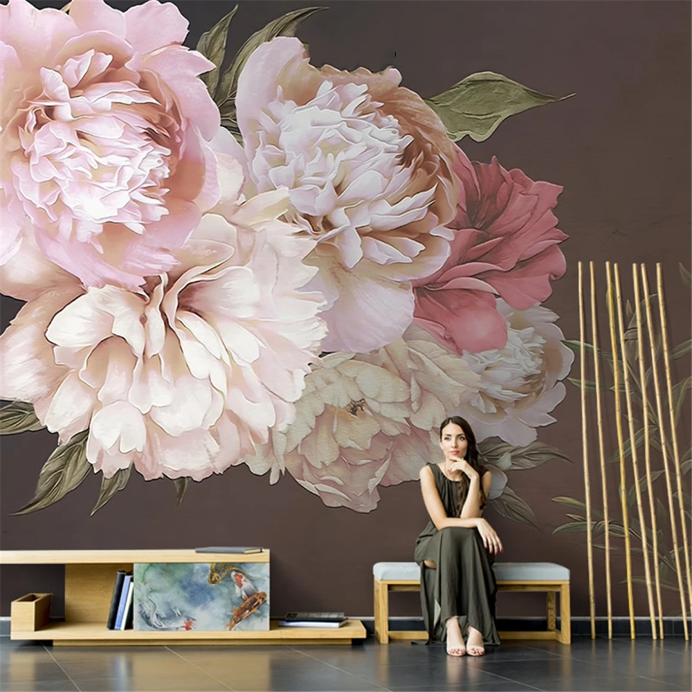 custom American peony wallpape - Background Film 3D ulasan dan harga