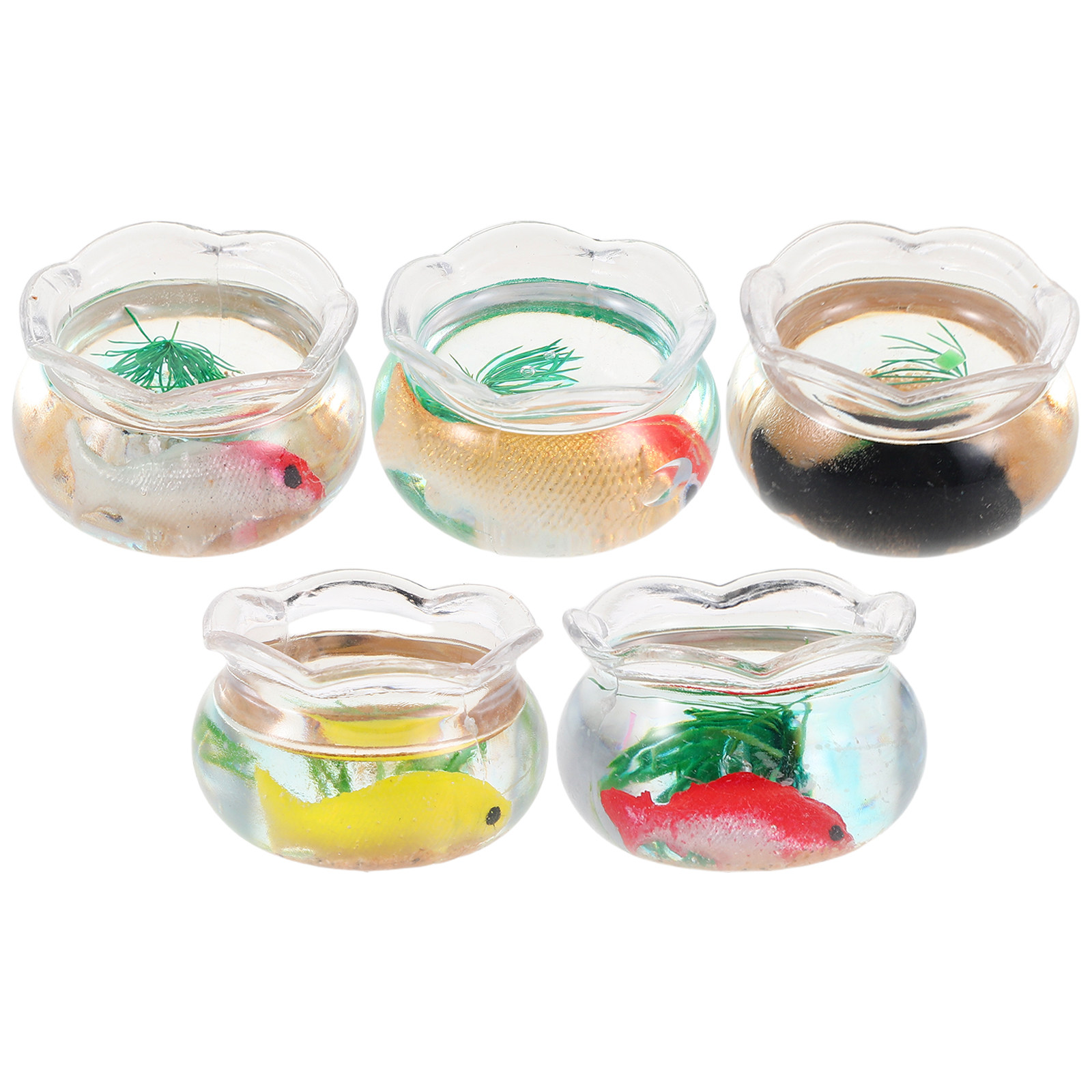 5Pcs Mini Fish Bowl Small Roun - Fish Toy In Aquarium ulasan dan harga